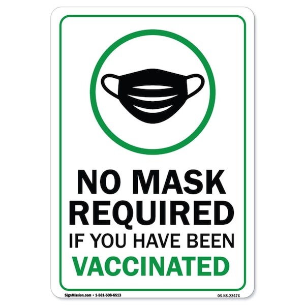 Public Safety, No Mask Required If You Have Been Vaccinated, 18in X 12in, OS-NS-A-1218-22676